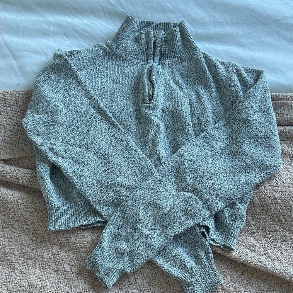 Brandy Melville Light Grey/Beige Quarter Zip Sweater